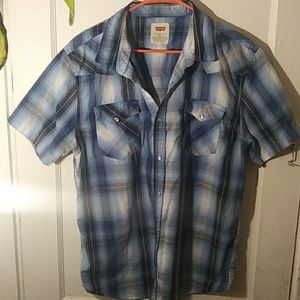 Levis Pearl Snap Plaid  Short Sleeve Shirt SZ XL